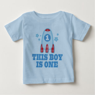 第1誕生日のロケットの船の宇宙のTシャツ ベビーTシャツ