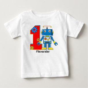 第1誕生日のロボットカスタム ベビーTシャツ