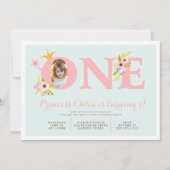 第1誕生日の写真のプリンセスのパーティの招待状 招待状 (正面)