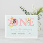 第1誕生日の写真のプリンセスのパーティの招待状 招待状 (スタンド正面)