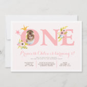 第1誕生日の写真のプリンセスのパーティの招待状 招待状 (正面)