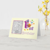 第1誕生日の写真カード カード (黄色い花)