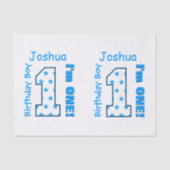 第1誕生日の名前をカスタムするのブルースター数男の子V2A 薄葉紙 (正面)