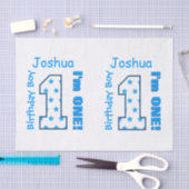 第1誕生日の名前をカスタムするのブルースター数男の子V2A 薄葉紙 (クラフト)
