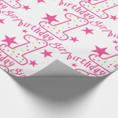 第1誕生日の女の子の星 ラッピングペーパー (角)