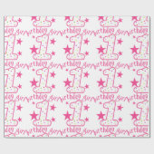 第1誕生日の女の子の星 ラッピングペーパー (フラット)