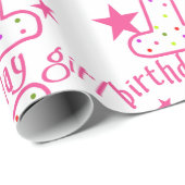 第1誕生日の女の子の星 ラッピングペーパー (ロールコーナー)