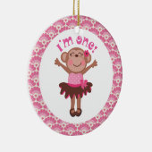 第1誕生日の女の子猿のオーナメントのギフト セラミックオーナメント (右)