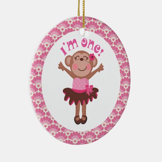 第1誕生日の女の子猿のオーナメントのギフト セラミックオーナメント (右)