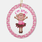 第1誕生日の女の子猿のオーナメントのギフト セラミックオーナメント (左)