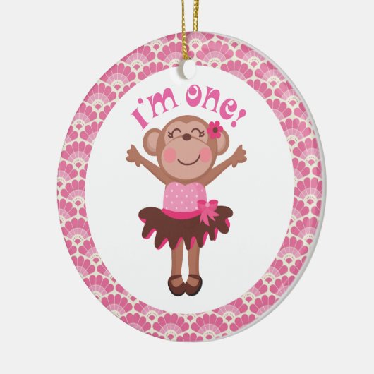 第1誕生日の女の子猿のオーナメントのギフト セラミックオーナメント (左)