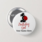 第1誕生日の女の子- Bug女性- 1 -てんとう虫 缶バッジ (正面&裏面)
