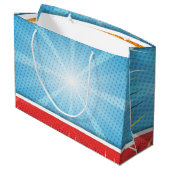 第1誕生日の恐竜のパーティーのカスタム ラージペーパーバッグ (裏面アングル)