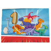 第1誕生日の恐竜のパーティー ラージペーパーバッグ (正面)