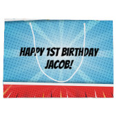 第1誕生日の恐竜のパーティー ラージペーパーバッグ (裏面)