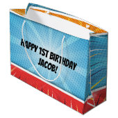 第1誕生日の恐竜のパーティー ラージペーパーバッグ (裏面アングル)