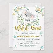 第1誕生日の招待状|のかわいいコアラ野生の1 招待状 (正面)