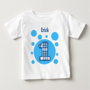 第1誕生日の星および泡1歳V10L ベビーTシャツ