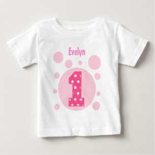 第1誕生日の星および泡1歳V11 ベビーTシャツ