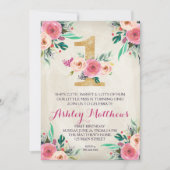 第1誕生日の最初美しい花の招待状、 招待状 (正面)