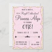 第1誕生日の王室のなお祝いのプリンセスの招待状 招待状 (正面)