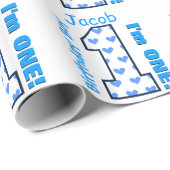 第1誕生日の男の子の青いハート1歳B01Z ラッピングペーパー (ロールコーナー)