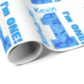 第1誕生日の男の子の青い迷彩柄1歳B3BZ ラッピングペーパー (ロールコーナー)