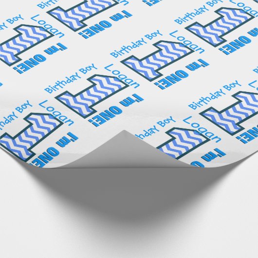 第1誕生日の男の子シェブロン1つの歳のカスタムB3AZ ラッピングペーパー (角)