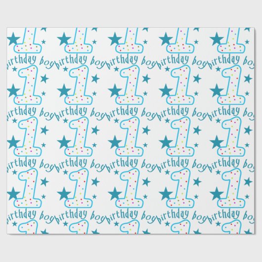 第1誕生日の男の赤ちゃんの星 ラッピングペーパー (フラット)