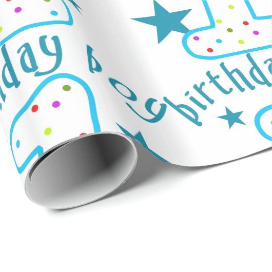 第1誕生日の男の赤ちゃんの星 ラッピングペーパー (ロールコーナー)