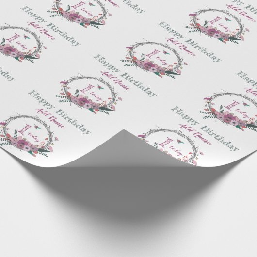 第1誕生日の花のリース ラッピングペーパー (角)