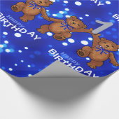 第1誕生日の踊りのテディー・ベア ラッピングペーパー (角)