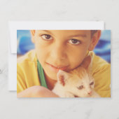 第1誕生日の青い小さい男の子の水彩画の洗浄 招待状 (裏面)