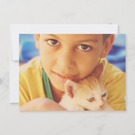 第1誕生日の青い小さい男の子の水彩画の洗浄 招待状 (裏面)