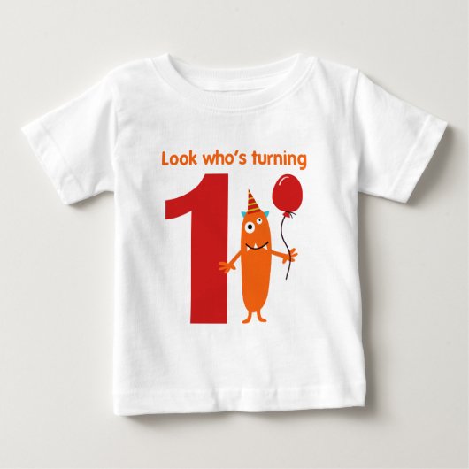 第1誕生日のTシャツのかわいいモンスター ベビーTシャツ (正面)