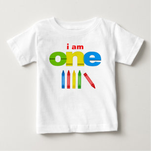 第1誕生日のTシャツの幼児のベビーの子供をクレヨンで彩色して下さい ベビーTシャツ