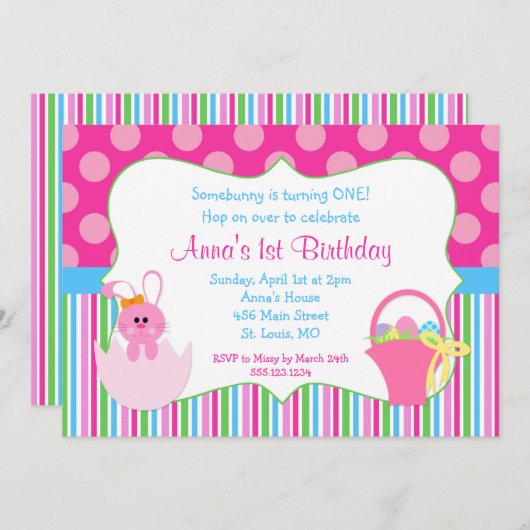 第1誕生日イースター 招待状 (正面/裏面)