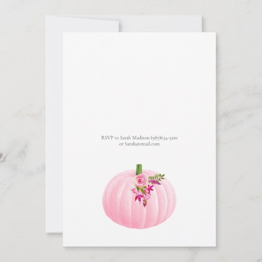 第1誕生日カボチャフローラ幾何学模様 | ピンク 招待状 (裏面)