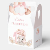 第1誕生日ガールエレファントピンクバルーン小 フェイバーボックス (オープン)