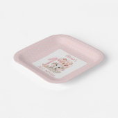 第1誕生日ガールエレファントピンク ペーパープレート (傾斜あり)