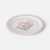 第1誕生日ガールキュートエレファントピンク ペーパープレート (アングル)