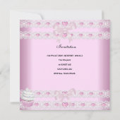 第1誕生日ガールピンクカップケーズホワイトスポットベビー 招待状 (裏面)