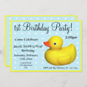 第1誕生日ゴムダッキー（アヒルちゃん） 招待状 (正面/裏面)