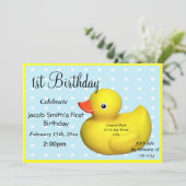 第1誕生日ゴムダッキー(アヒルちゃん) 招待状 (スタンド正面)