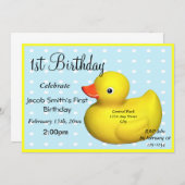 第1誕生日ゴムダッキー(アヒルちゃん) 招待状 (正面/裏面)