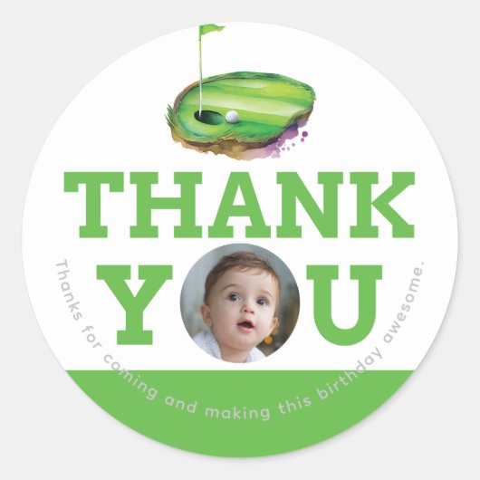 第1誕生日ゴルフフォパーソナライズされたト ラウンドシール (正面)