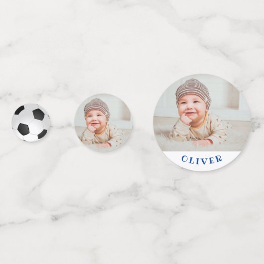 第1誕生日サッカーボール写真誕生日パーティー コンフェッティ (正面)