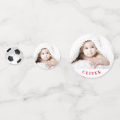 第1誕生日サッカーボール写真誕生日パーティー コンフェッティ (正面)