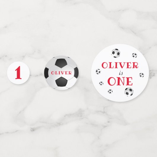 第1誕生日サッカーボール写真誕生日パーティー コンフェッティ (裏面)