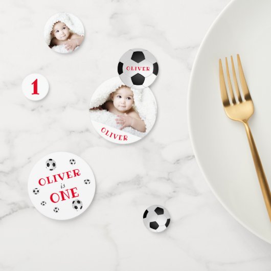 第1誕生日サッカーボール写真誕生日パーティー コンフェッティ (グループ)